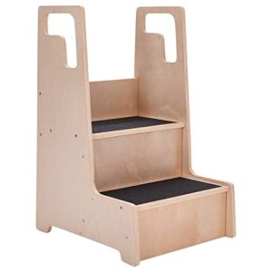 ECR4Kids Reach-Up Step Stool with Two Step Counter Height Hardwood for Kids and Toddlers