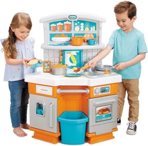 Little Tikes Home Grown Kitchen - Role Play Realistic Kitchen Real Cooking & Water Boiling Sounds Kitchen Accessories Set